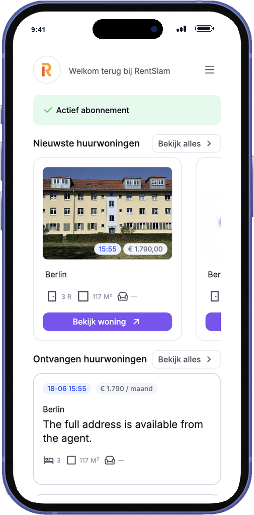 RentSlam-webapp met huurwoningen in Berlijn in het Nederlands